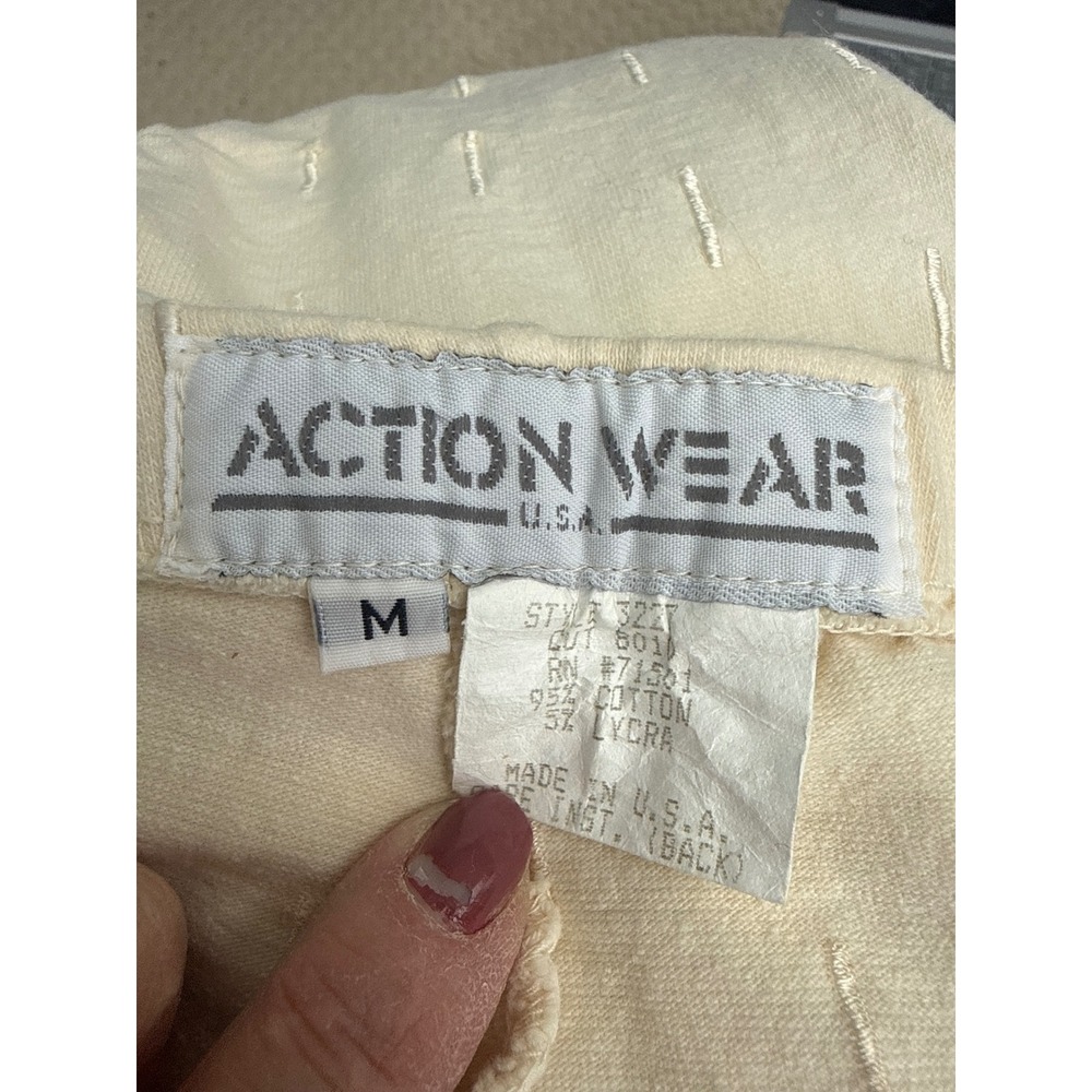 Action Wear Women's Cream Textured Leggings Size M